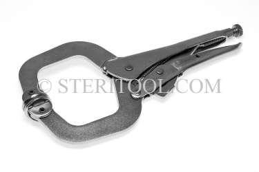 #10026 - 10.5"(260mm) x 3-3/8" Stainless Steel Deep Locking Clamp. locking pliers, deep clerance, c clamp, stainless steel, workholding, fabrication